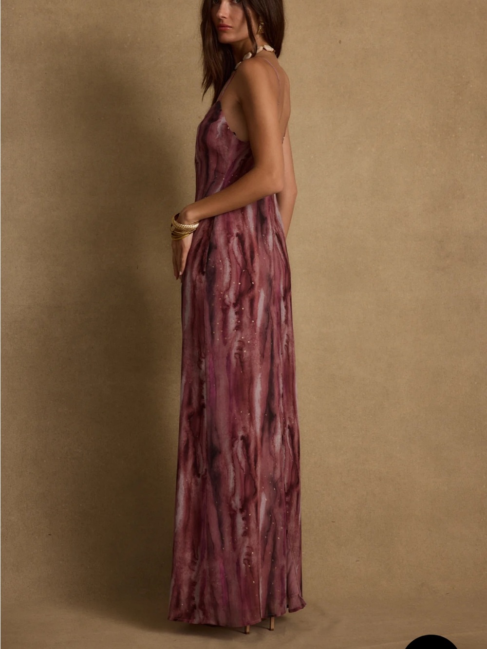 12th Tribe Mauve Marble-Print Slip Maxi Dress - Picture 6 of 6